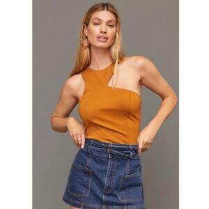 NWT Anthropologie Sunday In Brooklyn Asymmetrical Cutout Bronze Top Size Large